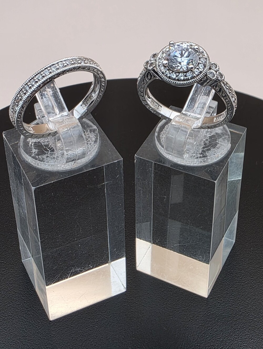 Swarovski Platinum Plated Sterling Silver Zirconia Wedding Set Sz. 8